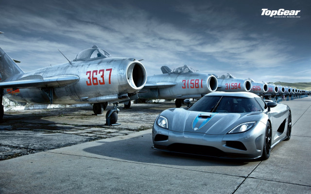 Silver sports car fighter jet free wallpaper for desktop - medium preview image