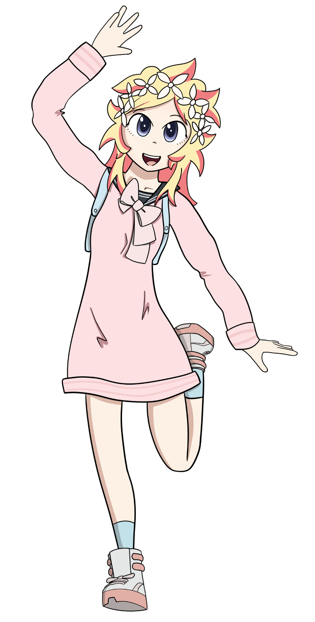 Cartoon girl pink dress white free wallpaper for mobile - medium preview image