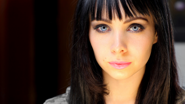 Woman long black hair blue #6 free wallpaper for desktop - medium preview image