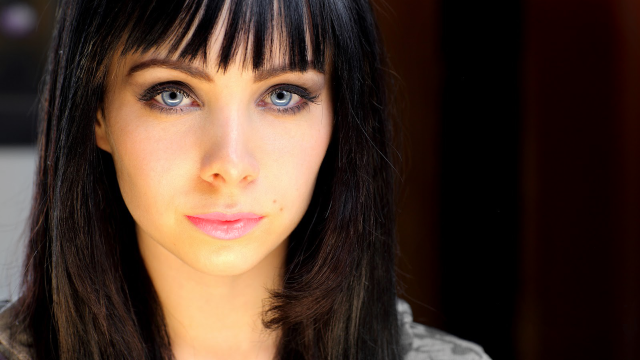 Woman long black hair blue #9 free wallpaper for desktop - medium preview image