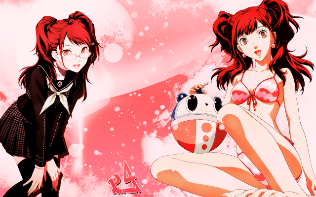 Anime girls red hair black free wallpaper for desktop - medium preview image