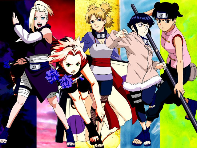 Anime characters colorful background black free wallpaper for desktop - medium preview image