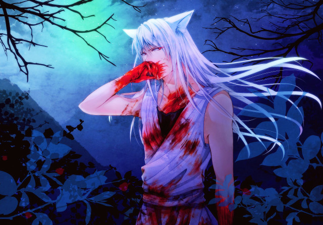 White haired woman red rose free wallpaper for desktop - medium preview image