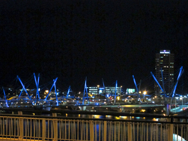 City skyline bridge lights nighttime free wallpaper for desktop - medium preview image