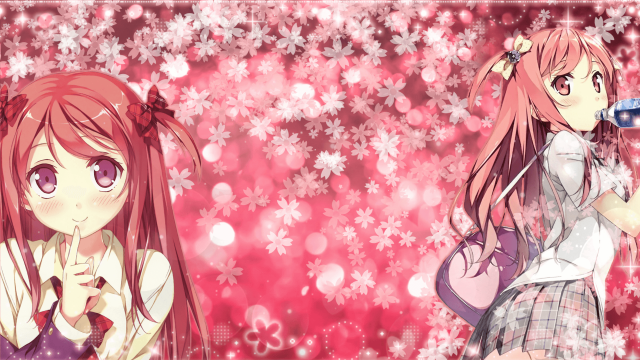 Anime girls long hair pink #10 free wallpaper for desktop - medium preview image