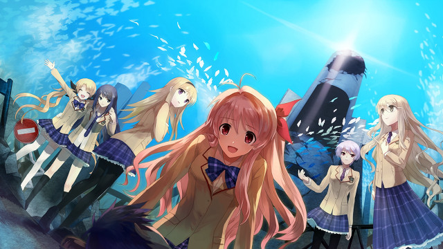 Anime girls rocket ship group free wallpaper for desktop - medium preview image