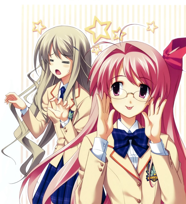 Anime girls pink hair glasses free wallpaper for tablet - medium preview image