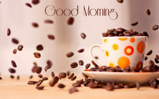 Coffee cup beans falling good free wallpaper for desktop - medium preview image