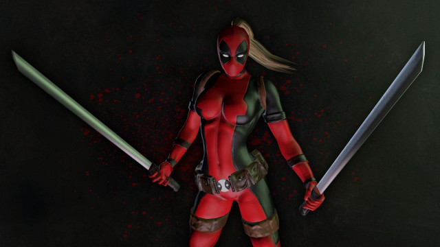 Woman deadpool outfit swords knife free wallpaper for desktop - medium preview image