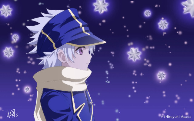 Anime blue hat starry sky free wallpaper for desktop - medium preview image