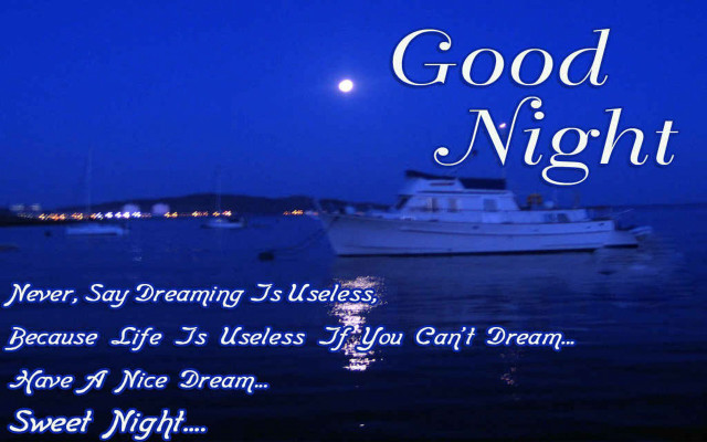 Boat good night message full free wallpaper for desktop - medium preview image