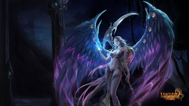 Woman winged demon dark room free wallpaper for desktop - medium preview image