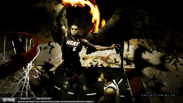 Basketball player fire hoop background free wallpaper for desktop - medium preview image