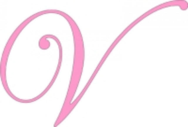 Pink letter v swirls white free wallpaper for desktop - medium preview image