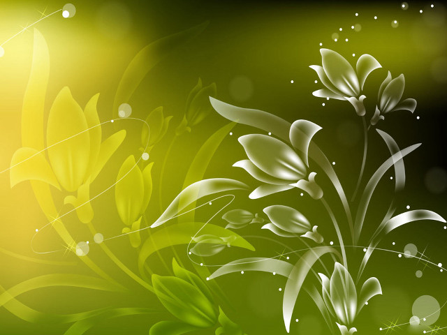 Green yellow background flowers leaves free wallpaper for desktop - medium preview image