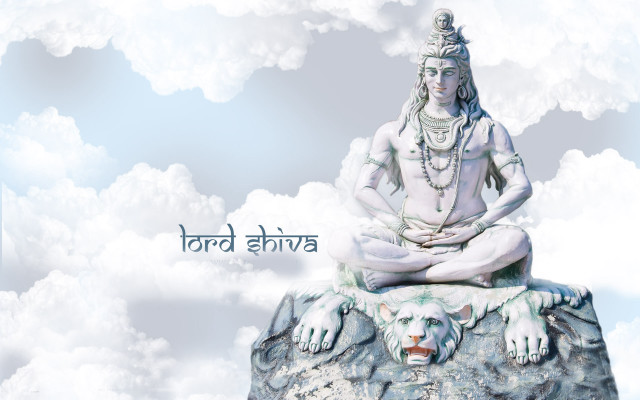 Shiva statue rock clouds message free wallpaper for desktop - medium preview image