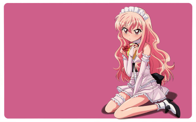 Girl long pink hair eating free wallpaper for desktop - medium preview image