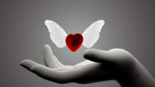 Hand heart wings flying gothic free wallpaper for desktop - medium preview image