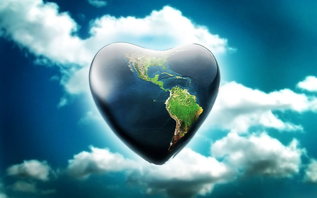 Heart shaped world map cloudy free wallpaper for desktop - medium preview image