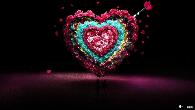 Heart sculpture person holding heart free wallpaper for desktop - medium preview image