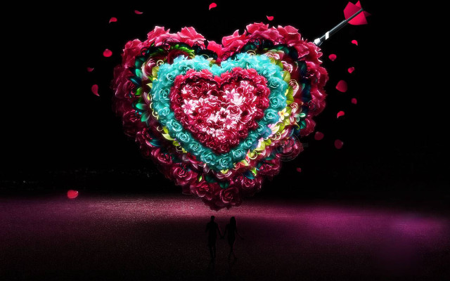 Heart sculpture person flag middle free wallpaper for desktop - medium preview image