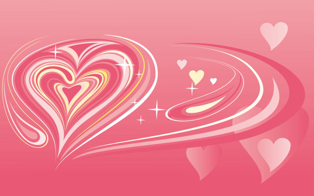 Pink background hearts stars pattern free wallpaper for desktop - medium preview image