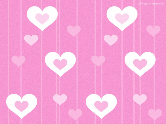 Pink background hearts hanging strings #2 free wallpaper for desktop - medium preview image