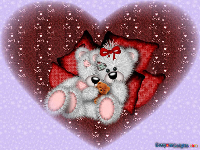 White teddy bear heart pillow free wallpaper for desktop - medium preview image