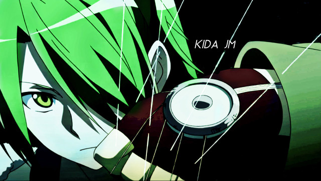 Anime green hair headphones microphone free wallpaper for desktop - medium preview image