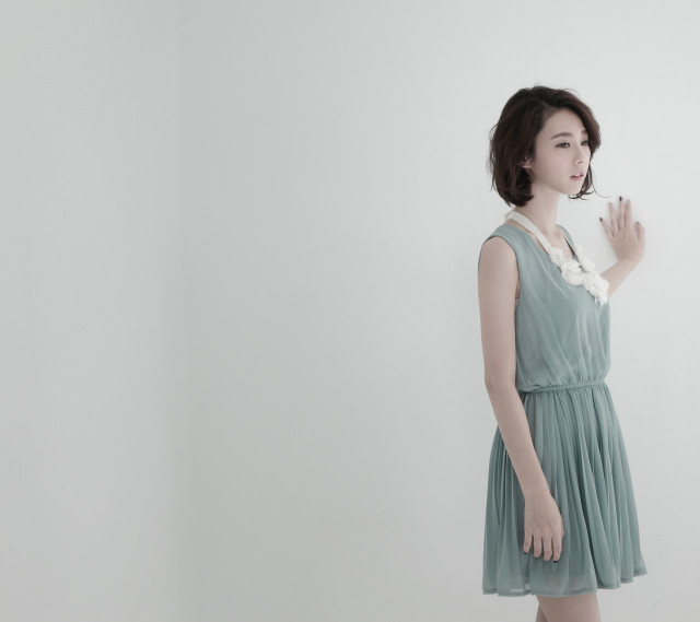 Woman dress standing room white free wallpaper for tablet - medium preview image