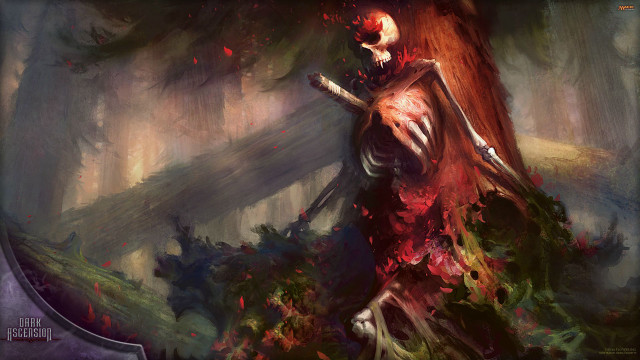 Skeleton sword forest tree man free wallpaper for desktop - medium preview image