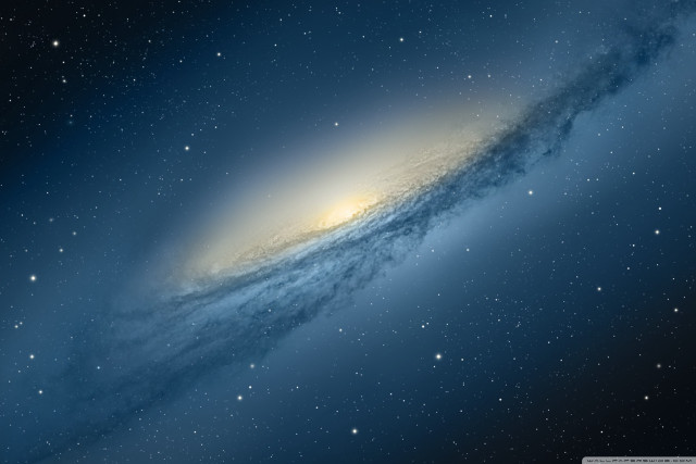 Bright blue galaxy yellow light free wallpaper for desktop - medium preview image