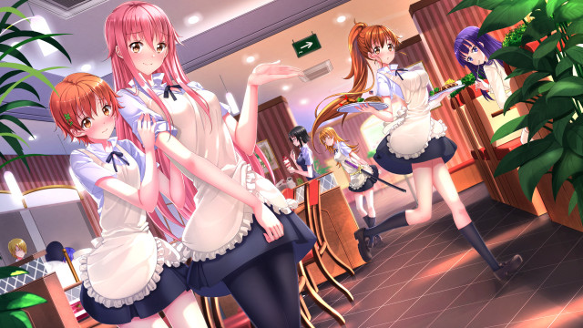 Anime girls room plant woman free wallpaper for desktop - medium preview image