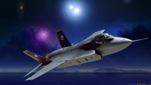 Fighter jet moon sky distant free wallpaper for desktop - medium preview image