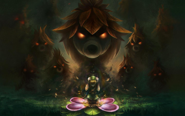 Woman flower giant mushroom glowing free wallpaper for desktop - medium preview image