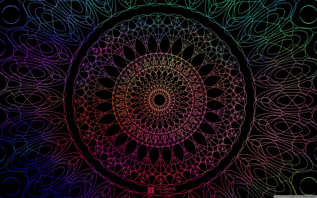 Colorful circular lines black rainbow free wallpaper for desktop - medium preview image