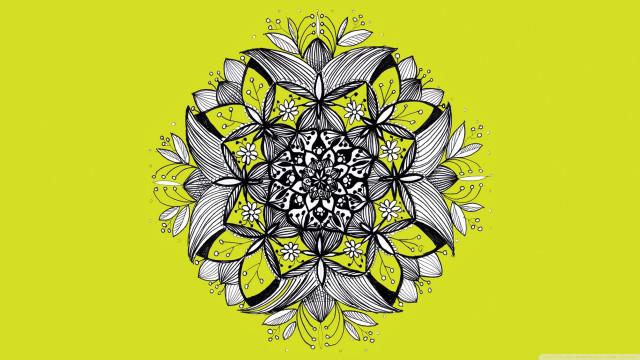 Black white flower yellow background free wallpaper for desktop - medium preview image