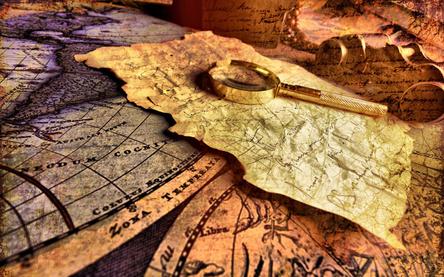 Map gold key compass navigation free wallpaper for desktop - medium preview image