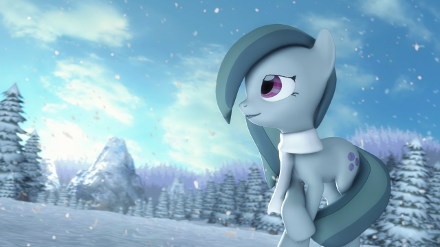 Cartoon pony snow trees background free wallpaper for desktop - medium preview image