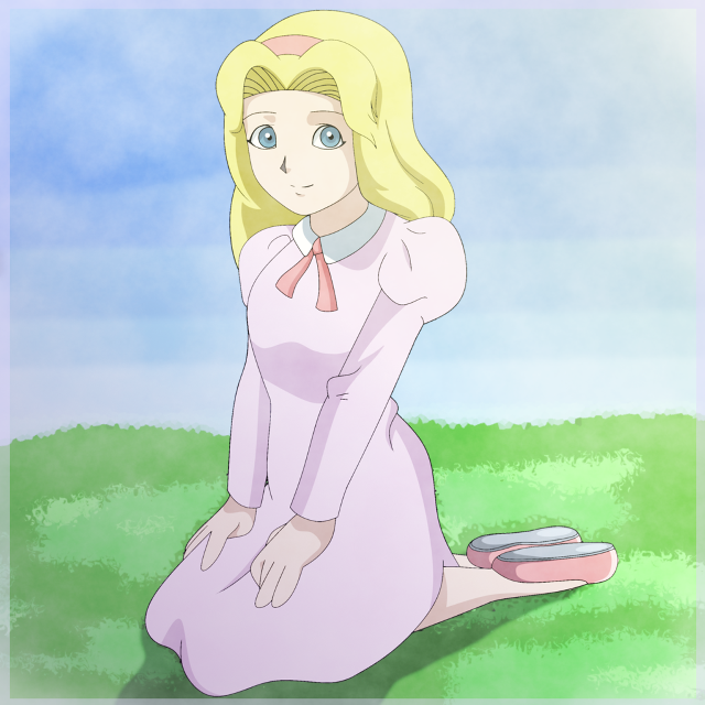 Cartoon girl sitting ground book free wallpaper for tablet - medium preview image