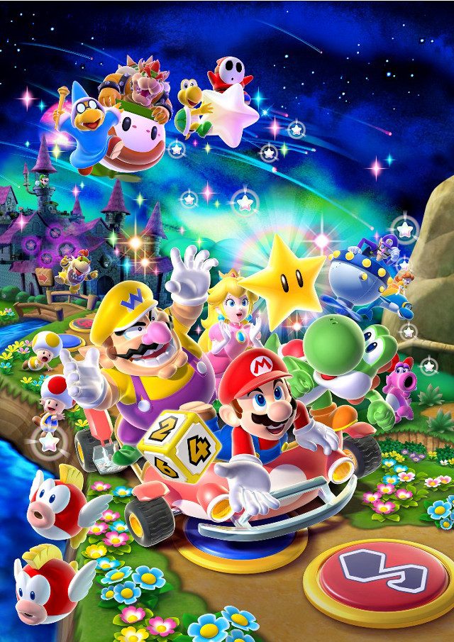 Mario friends rainbow stars clouds free wallpaper for mobile - medium preview image