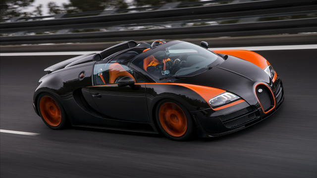 Bugatti orange rims driving road free wallpaper for desktop - medium preview image