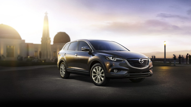 Black mazda suv city skyline free wallpaper for desktop - medium preview image
