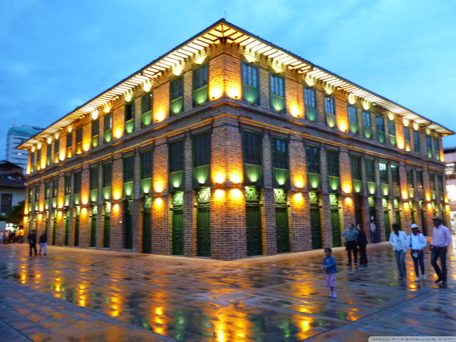 Building lights people nighttime walking free wallpaper for desktop - medium preview image