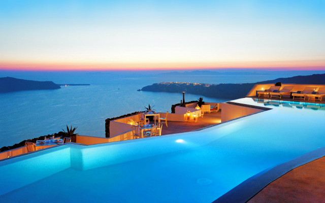 Large swimming pool ocean view #2 free wallpaper for desktop - medium preview image