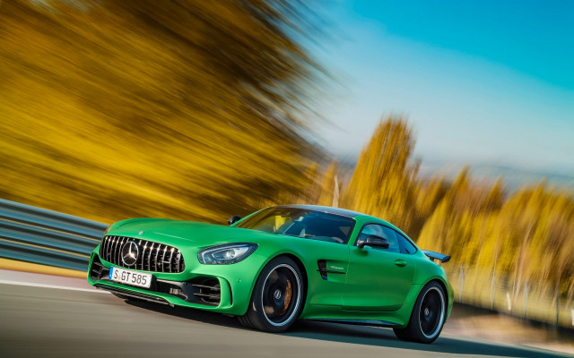 Green mercedes amg gt road free wallpaper for desktop - medium preview image