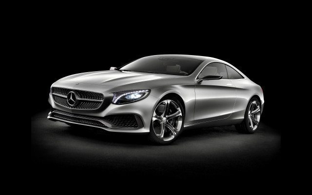 Silver mercedes coupe dark room #2 free wallpaper for desktop - medium preview image