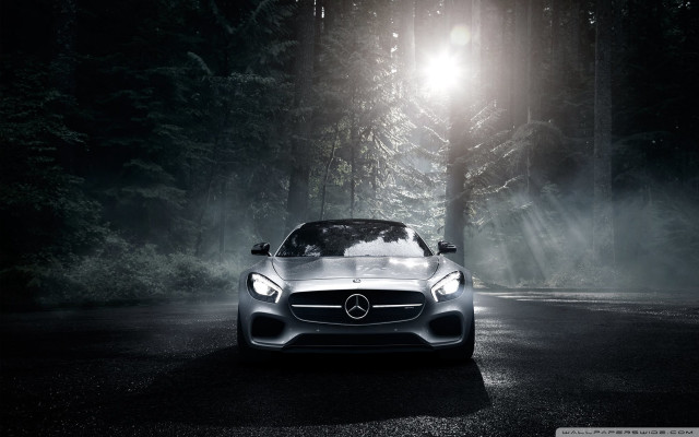 Mercedes sports car forest night #3 free wallpaper for desktop - medium preview image