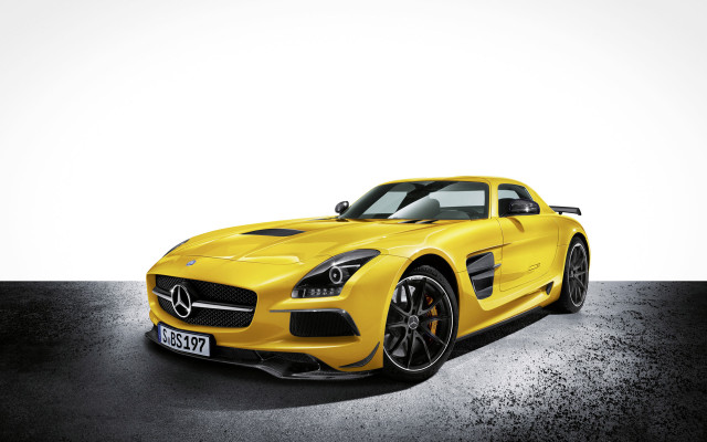 Yellow mercedes sls amg studio free wallpaper for desktop - medium preview image