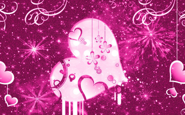 Pink heart hearts stars background free wallpaper for desktop - medium preview image